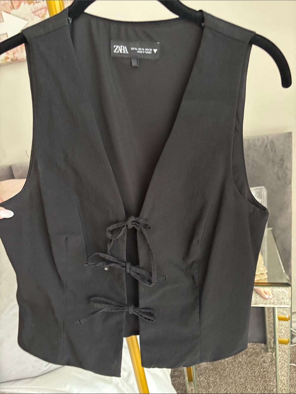 ZARA Black Tie-Front Sleeveless Vest